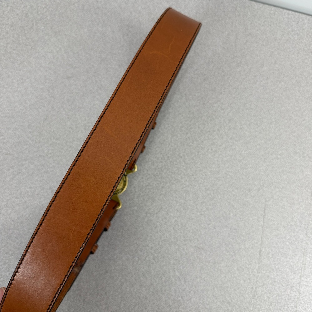 Banana Republic Belt Womens Small Brown Leather Brass Buckle Adjustable Preppy - Picture 6 of 10
